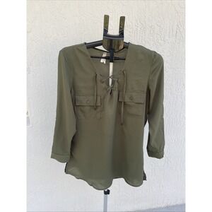 Live 4 Truth Tunic Blouse army green sheer ladies size M